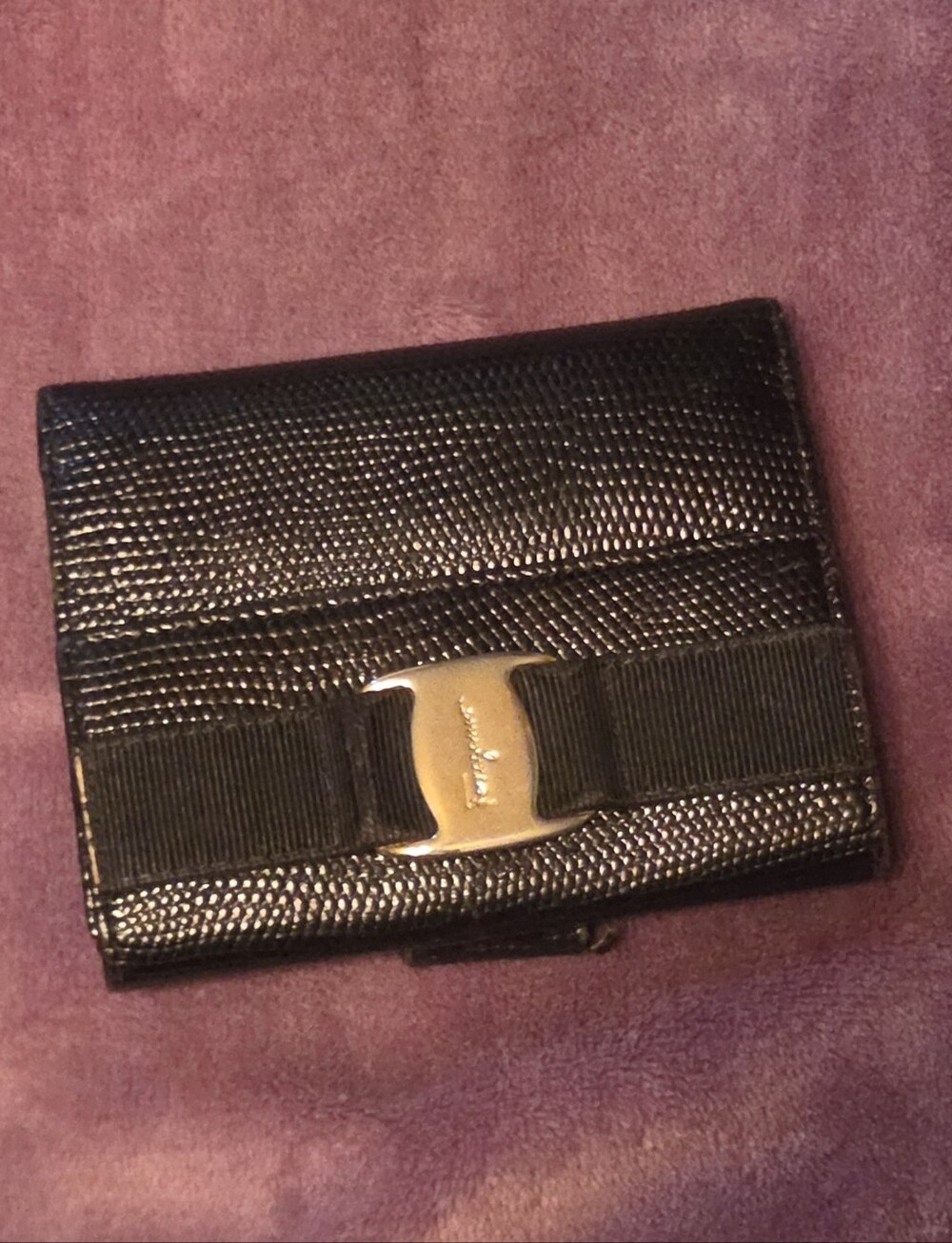 Salvatore Ferragamo Black Vara Bow Leather Wallet
